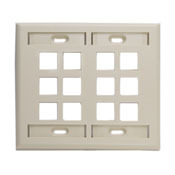 QuickPort Wallplate with ID window, dual gang, 12-port, ivory