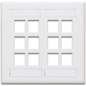 QuickPort Wallplate with ID window, dual gang, 12-port, white