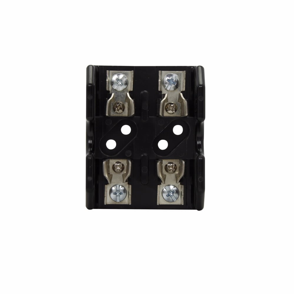 Eaton Bussmann series Class T modular fuse block, 600 Vac/Vdc or Less Control Systems, 600 Vac/Vdc or Less Individual Control Circuits, 0-30 A, Two-pole, Class T, 200 kA, Screw, 200 kAIC, Glass polyester, 600 Vac/dc, #10 AWG Cu