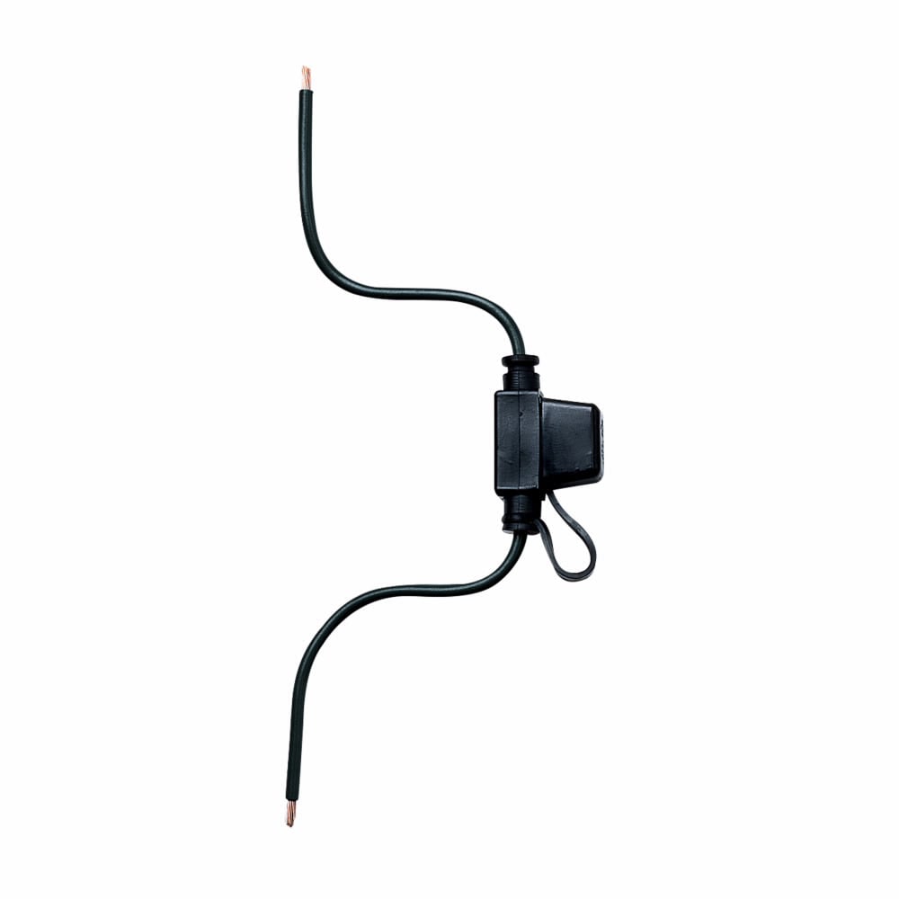 Eaton Bussmann series HHL fuse holder, 32V, 16A, Non Indicating, Circuit protector, 16 AWG Black Lead Wire, Black
