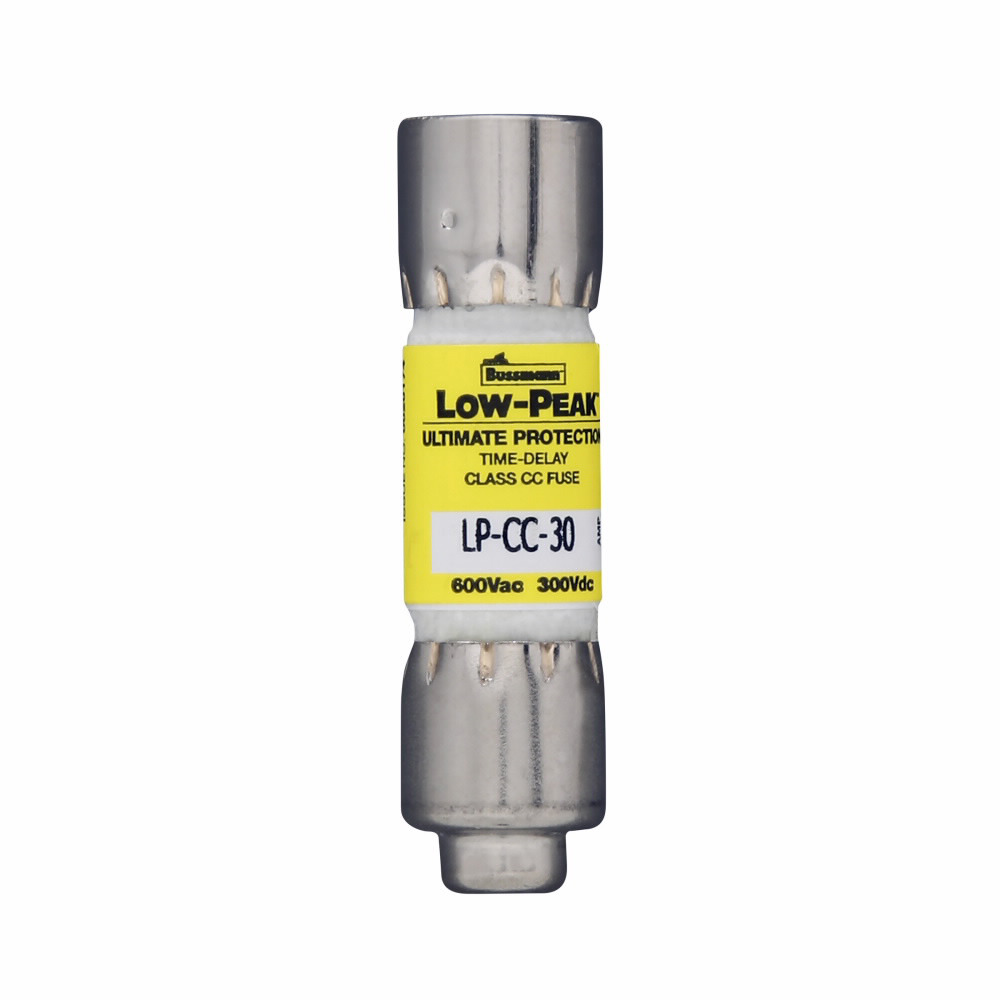 Eaton Bussmann series LP-CC fuse, Rejection Style, 600 Vac, 150 Vdc, 3A, 200 kAIC at 600 Vac, 20 kAIC at 150 Vdc, Non Indicating, Current-limiting, Time-delay, Ferrule end X ferrule end, Class CC, Melamine tube