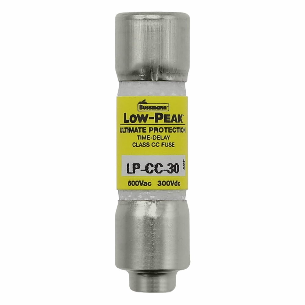 Eaton Bussmann series LP-CC fuse, Current-limiting time-delay fuse, Rejection style, 2.8 A, Dual, CC, Non-indicating, Ferrule end x ferrule end, 12 sec at 200%, 200 kAIC at 600 V,20 kAIC at 300 Vdc, Melamine tube, 10, 600 V, 300 Vdc