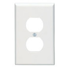 1-Gang Duplex Device Receptacle Wallplate, Midway Size, Thermoset, Device Mount, White