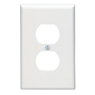 1-Gang Duplex Device Receptacle Wallplate, Midway Size, Thermoset, Device Mount, White