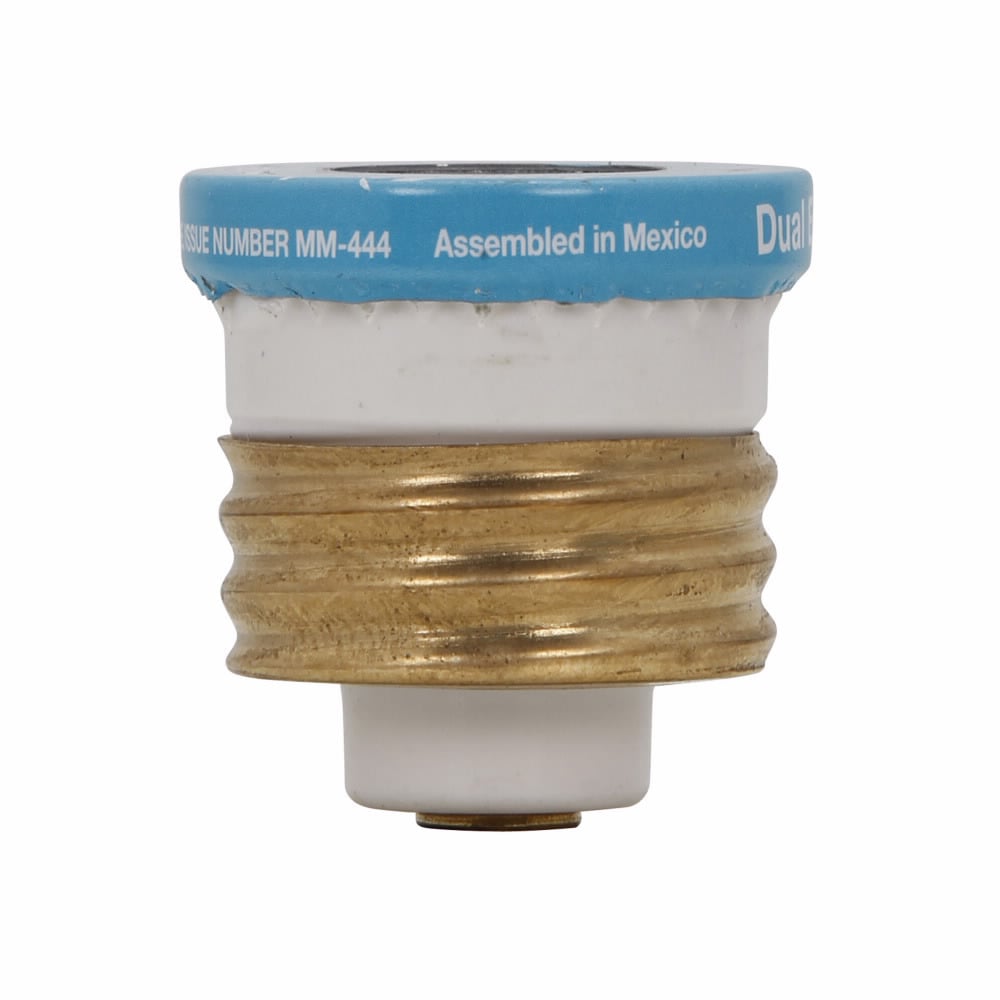 Eaton Bussmann series Type T plug fuse, plug fuse, time delay, heavy duty, 1 A, 125 Vac, 10 kAIC (RMS Symmetrical) interrupt rating, 10 kA short circuit rating, threaded mount, duel element, plastic body, brass thread, edison base