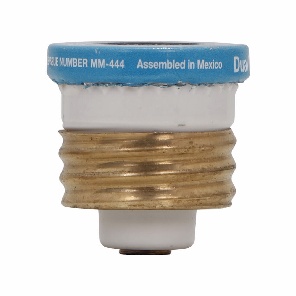 Eaton Bussmann series Type T plug fuse, plug fuse, time delay, heavy duty, 8 A, 125 Vac, 10 kAIC (RMS Symmetrical) interrupt rating, 10 kA short circuit rating, threaded mount, duel element, plastic body, brass thread, edison base