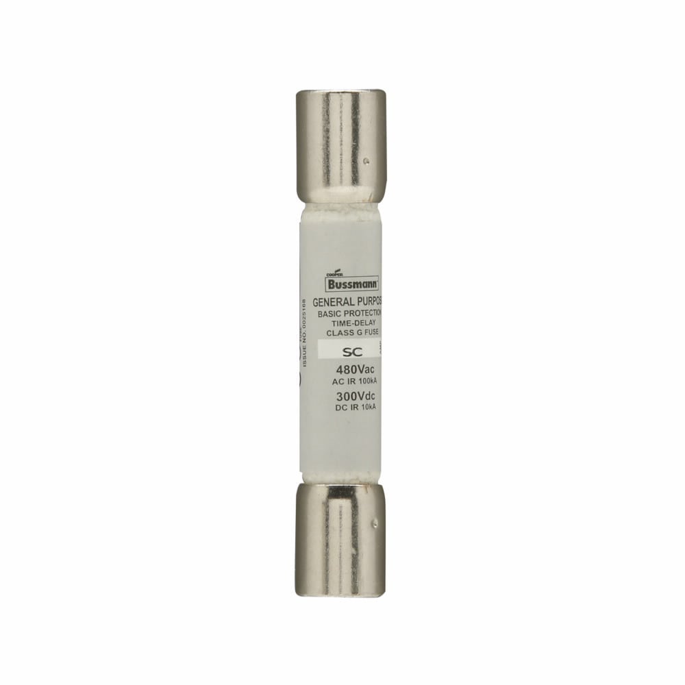 Eaton Bussmann series SC fuse, Current-limiting time-delay fuse, Rejection style, 35 A, Class G, Non-indicating, Ferrule end x ferrule end, 12 sec at 200%, 10 kAIC at 300 Vdc,100 kAIC at 480 Vac, Standard, 480 V, 300 Vdc
