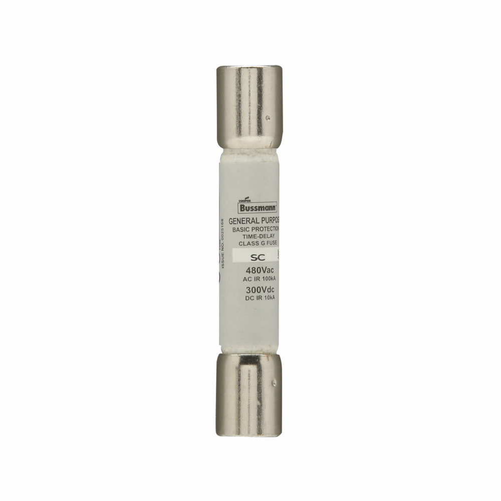 Eaton Bussmann series SC fuse, Current-limiting time-delay fuse, Rejection style, 40 A, Class G, Non-indicating, Ferrule end x ferrule end, 12 sec at 200%, 100 kAIC at 480 Vac,10 kAIC at 300 Vdc, Standard, 480 V, 300 Vdc