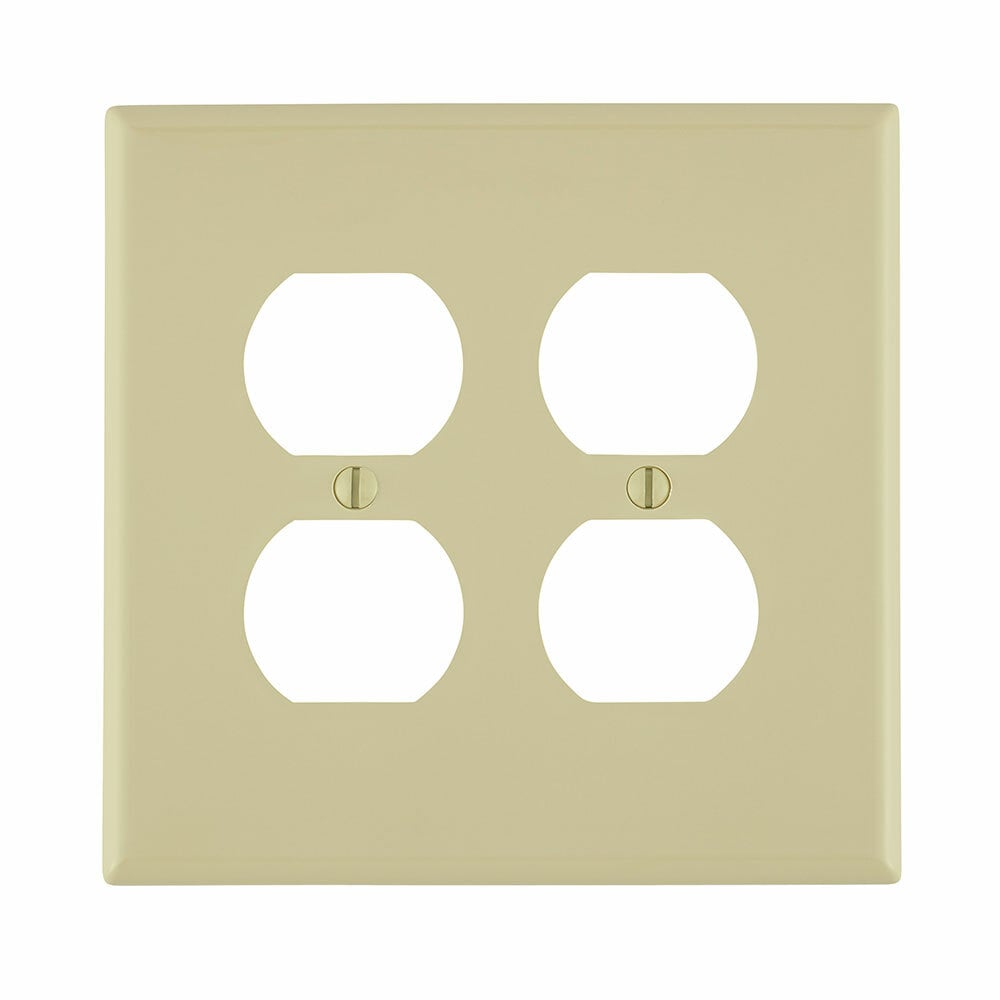 2-Gang Duplex Receptacle Wallplate, Midway Size, Ivory