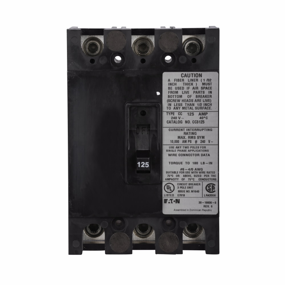 Eaton BR main breaker kit,Molded case breaker,200 A,10 kAIC,Three-pole,120/240 V,!,#2/0 AWG-300 kcmil Cu/Al,CC,Type ECC Unit enclosure, convertible loadcenters