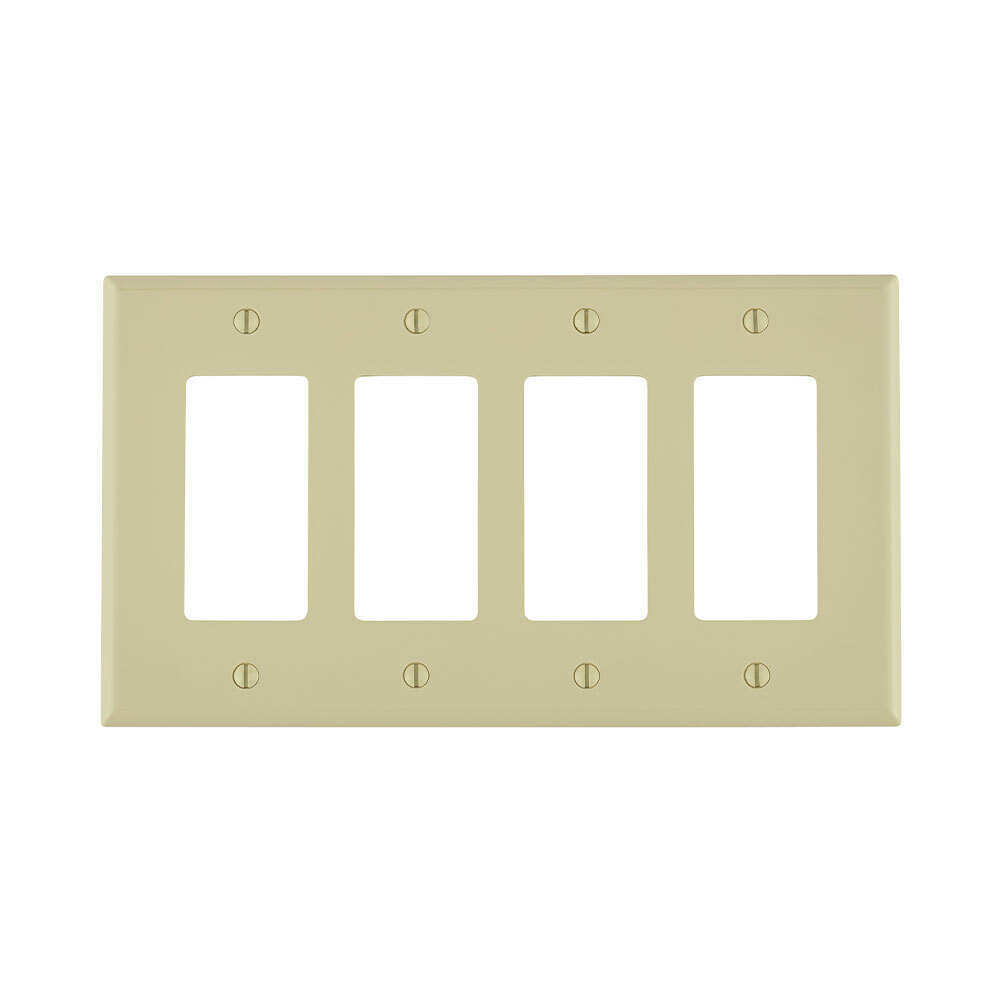 4-Gang Decora/GFCI Decora Wallplate, Midway Size, Ivory