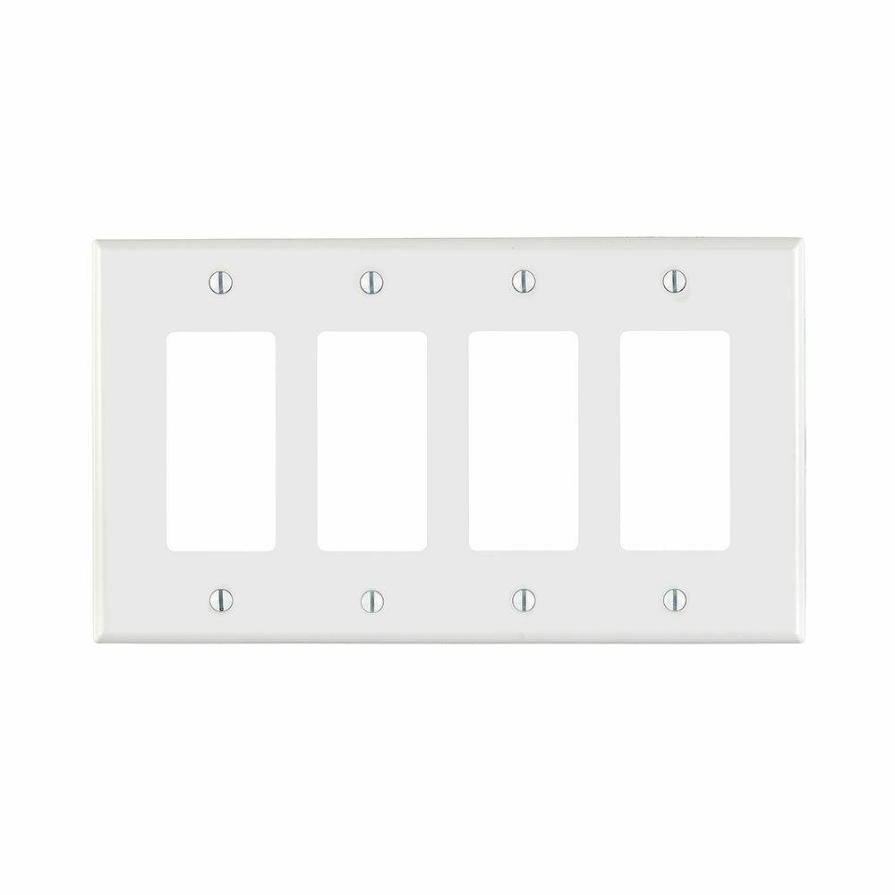 4-Gang Decora/GFCI Decora Wallplate, Midway Size, White