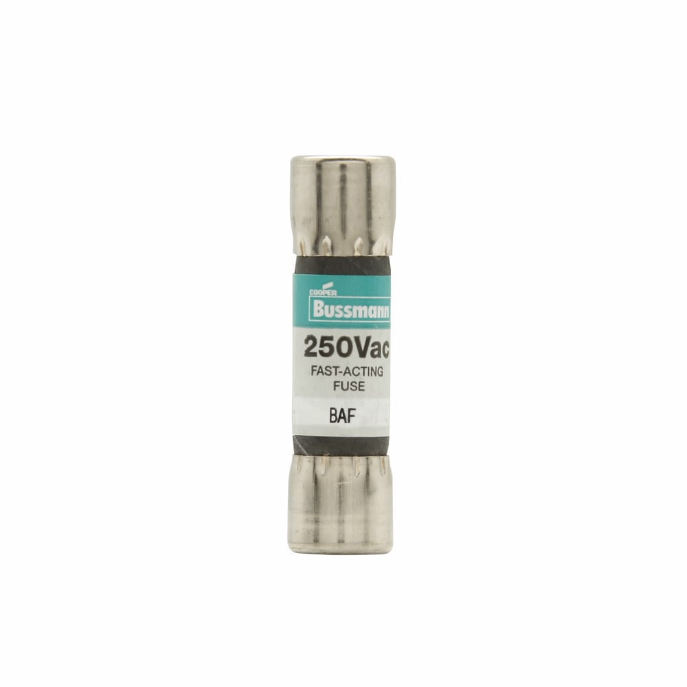 Eaton Bussmann series BAF fuse, Fast acting Midget fuse, 8 A, Non-indicating, Ferrule end x ferrule end, 10 kAIC at 125 Vac,200 AIC at 250 Vac, Nickel-plated brass endcaps, Standard, 250 V