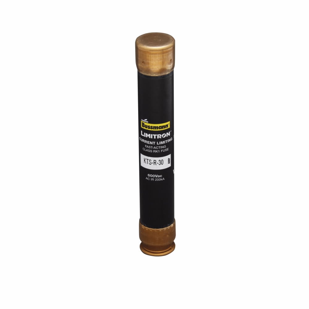 Eaton Bussmann series KTS-R fuse, LIMITRON Fast-acting fuse, 70/30 brass end cap, Panelboards, 25 A, 1, Class RK1, Non-indicating, Ferrule end x ferrule end, 200 kAIC at 600 Vac, Melamine glass tube, Standard, 600 V
