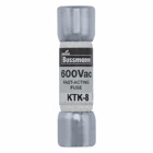 Eaton Bussmann series KTK fuse, LIMITRON Fast-acting fuse, Control circuits, lighting circuit protection, meter circuits, 8 A, Non-indicating, Ferrule end x ferrule end, 100 kAIC at 600 V, Nickel-plated bronze endcap,Melamine tube, 600 V