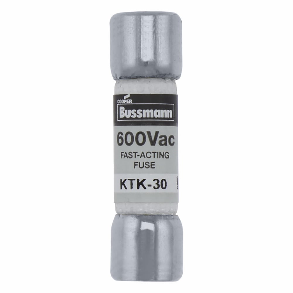 Eaton Bussmann series KTK fuse, LIMITRON Fast-acting fuse, Control circuits, lighting circuit protection, meter circuits, 45 A, Non-indicating, Ferrule end x ferrule end, Nickel-plated bronze endcap,Melamine tube, Standard, 600 V