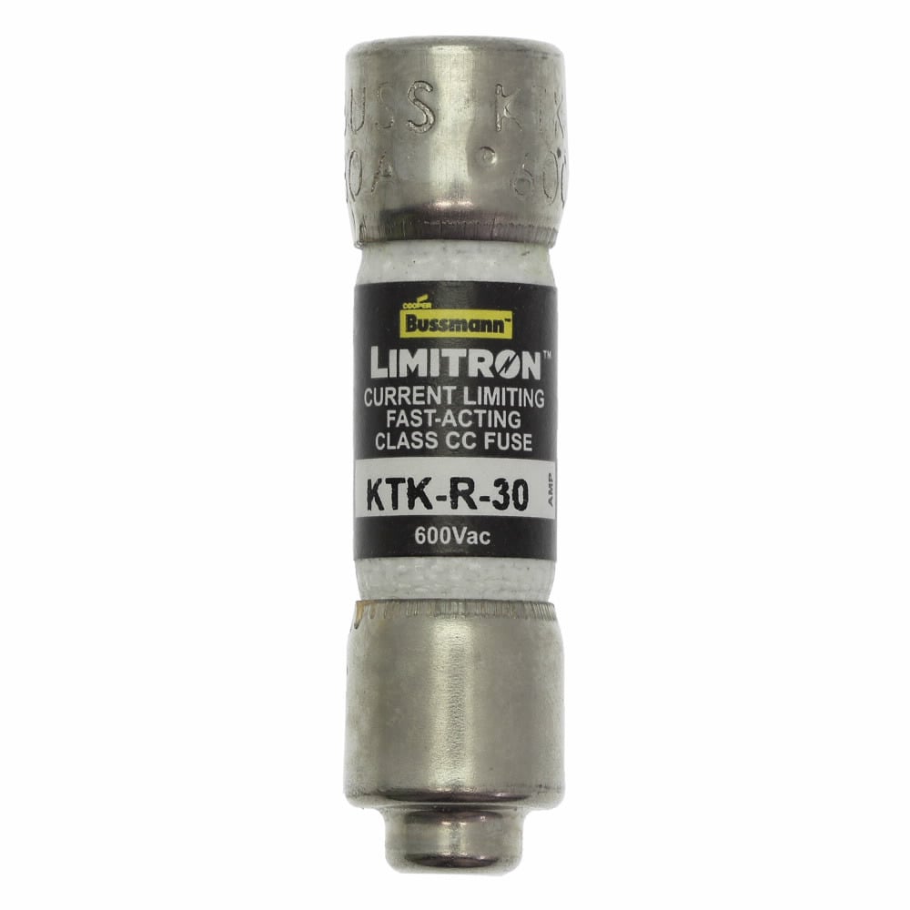 Eaton Bussmann series KTK-R fuse, LIMITRON Fast-acting fuse, Rejection style, Specialized circuits and industrial control, 10 A, Class CC, Non-indicating, Ferrule end x ferrule end, 200 kAIC, Melamine tube, Standard, 600 V
