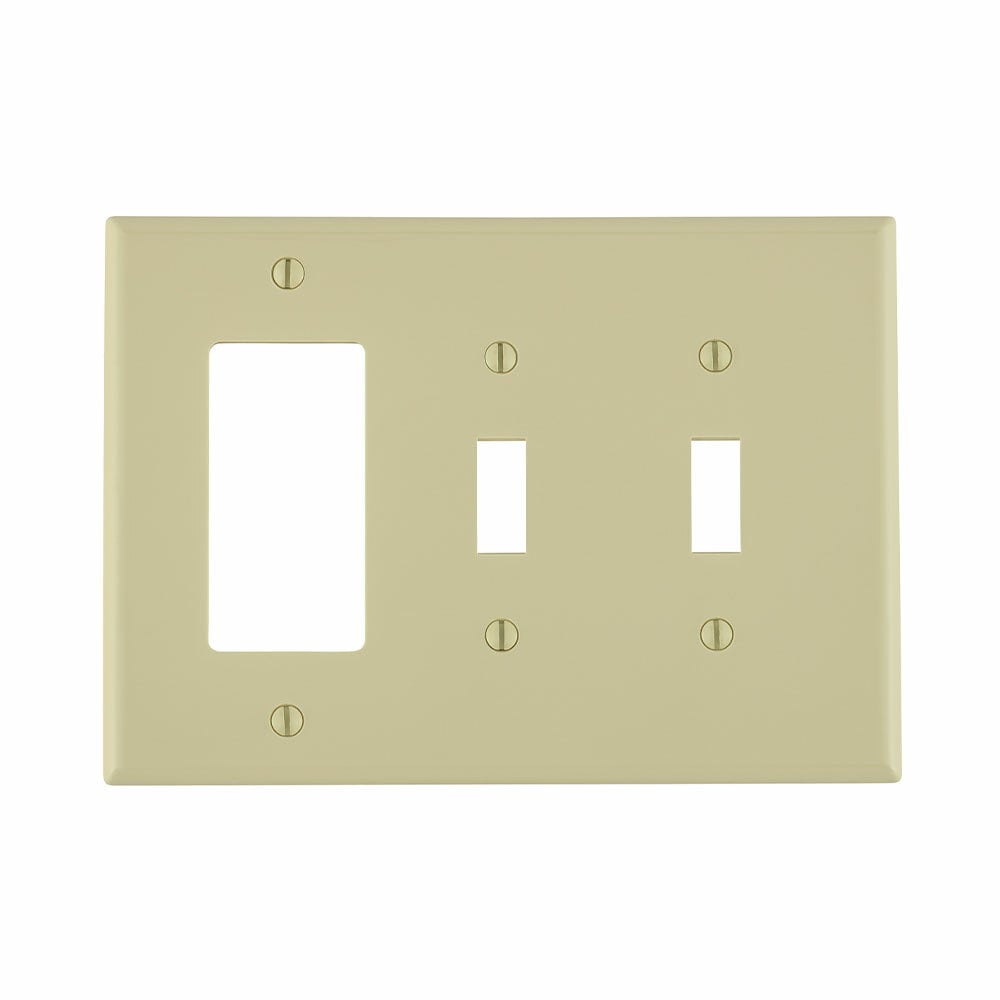 3-Gang 2-Toggle 1-Decora/GFCI Combination Wallplate, Midway Size, Ivory