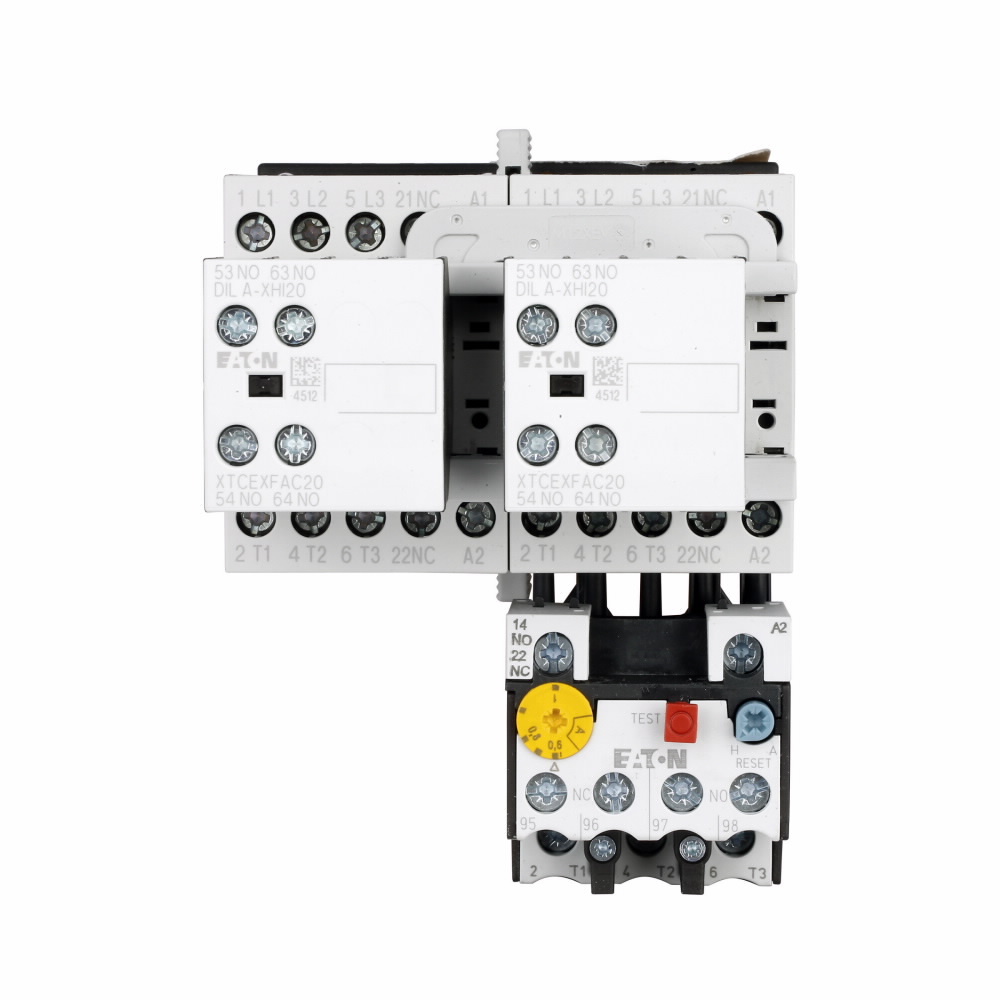 Eaton XT IEC electronic motor starter,Full voltage reversing IEC starter,7 A,110 V 50 Hz, 120 V 60 Hz,2NO-2NO,B frame,45 mm,2.4-4 A,Screw terminals