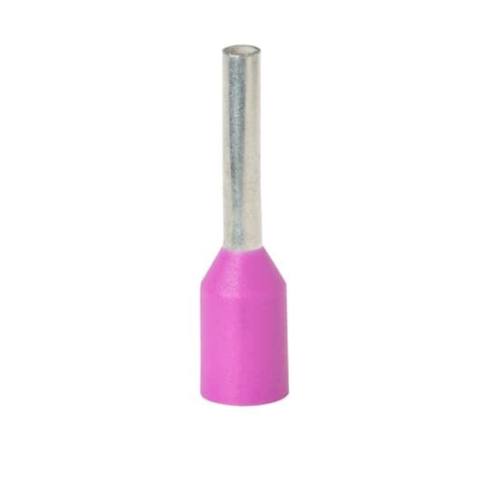 Polypropylene-Insulated Ferrule, Total Length .492 Inches/12.5mm, Pin Length .315 Inches/8.0mm, Pin Diameter .031 Inches/.8mm, Base Diameter .079 Inches/2.0mm, Wire Range #22 AWG/.34mm2, Color Purple, Copper, Tin Plated